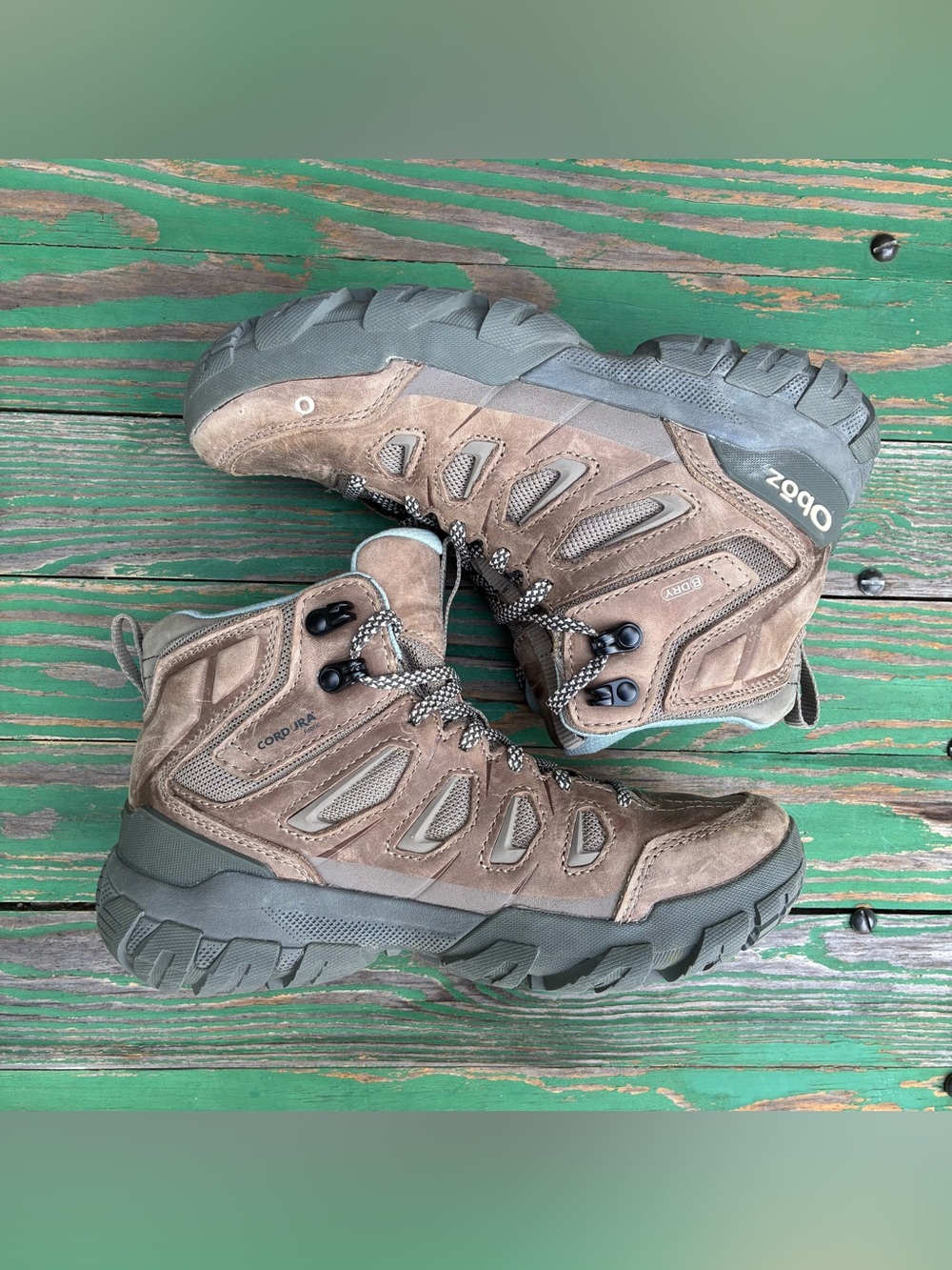 Oboz Womens Sawtooth X Mid B-DRY Nubuck Dark Tan Hiking Boots Rockfall Sz 7 Shoe